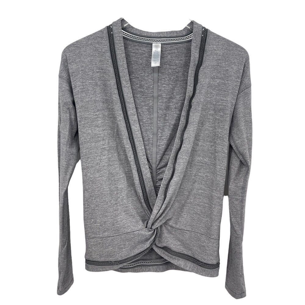 Ivivva Girls Size 14 "Own The Move" Gray Long Sleeve Twist Front Dance Top